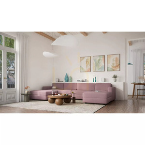 Canapea modulară GRACIA – Modul otoman mare – Culoare roz pal de la City Sofa small 7