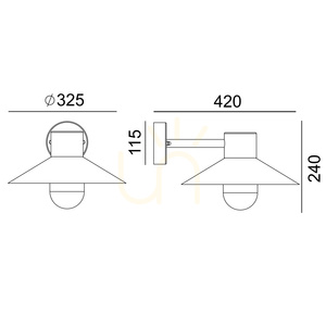 Aplică de exterior Lund 290BD, neagră cu patină aurie, E27, IP55 NORLYS small 2