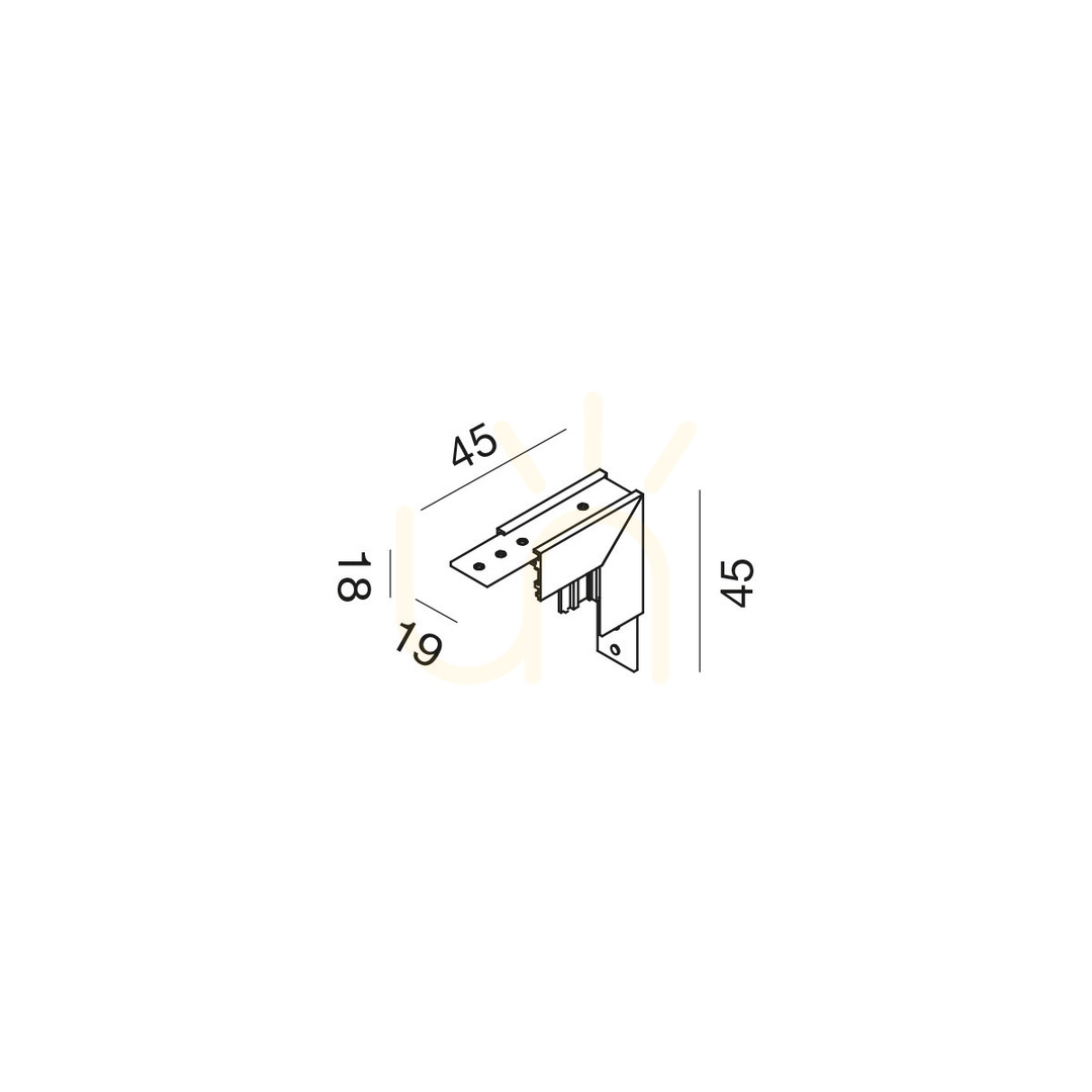 Vedere Conector mecanic de colț la 90° pentru șină de 48 V Gea Luce GBIGS10, alb satinat Conector mecanic de colț la 90° pentru șină de 48 V Gea Luce GBIGS10, alb satinat