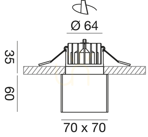 GFA364 Corp de iluminat încastrat, negru, Gea Luce, IP54 small 1