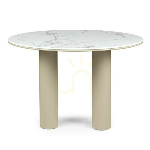 Verifica Masă de sufragerie BEJRO, 120 cm, rotundă, bej închis, marmură Nova Nook