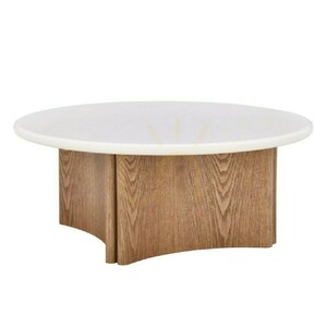 Măsuță de cafea ARLOM, 80 cm, alb-crem/stejar, Nova Nook Microcement small 4