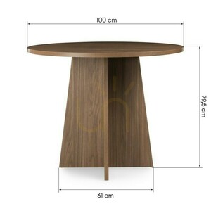 Masă rotundă de sufragerie ERLOM de 100 cm, model Lincoln Nova Nook, nuanță de nuc 4 Masă rotundă de sufragerie ERLOM de 100 cm, model Lincoln Nova Nook, nuanță de nuc small 4