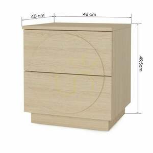 Noptieră Nova Nook LOONA stejar Vicenza, 2 sertare push-to-open, fronturi cu arce, 46 × 40 × 49,5 cm small 3