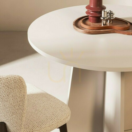 Verifica Masă rotundă de sufragerie ERLO, cu diametrul de 100 cm, model Nova Nook, culoare cașmir