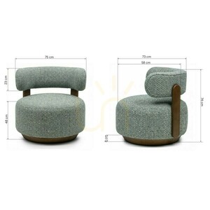 Fotoliu MARABELL, forme rotunjite, albastru-bej/nuc Nova Nook small 2