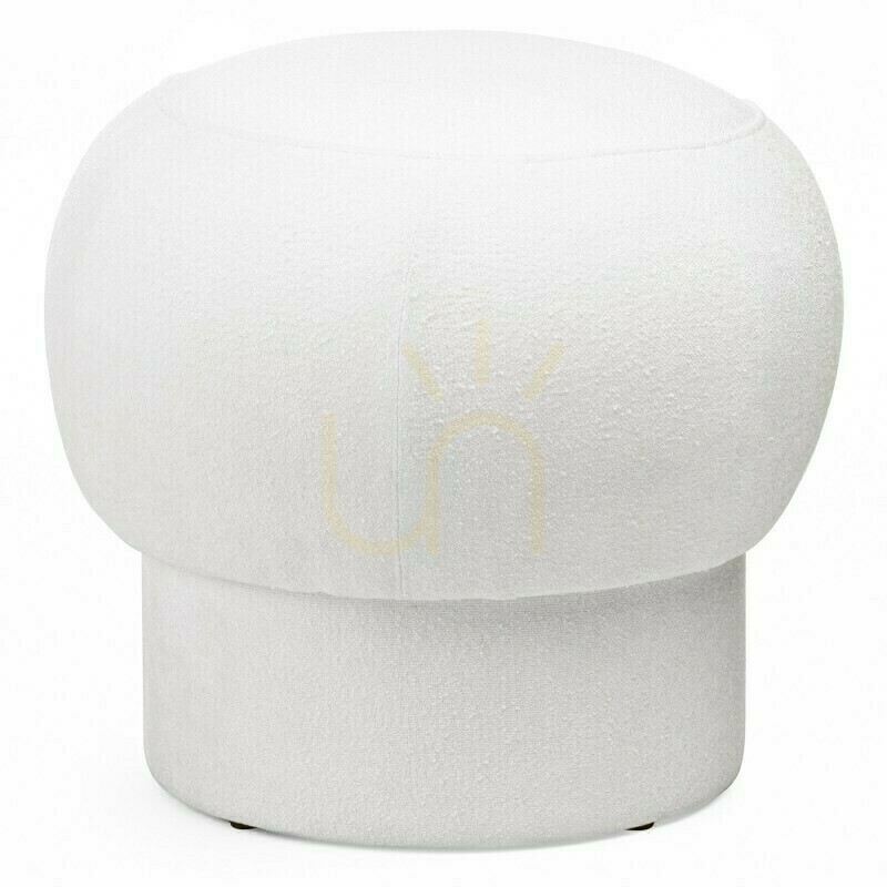 BOOP Upholstered Pouf, Round, White, Nova Nook