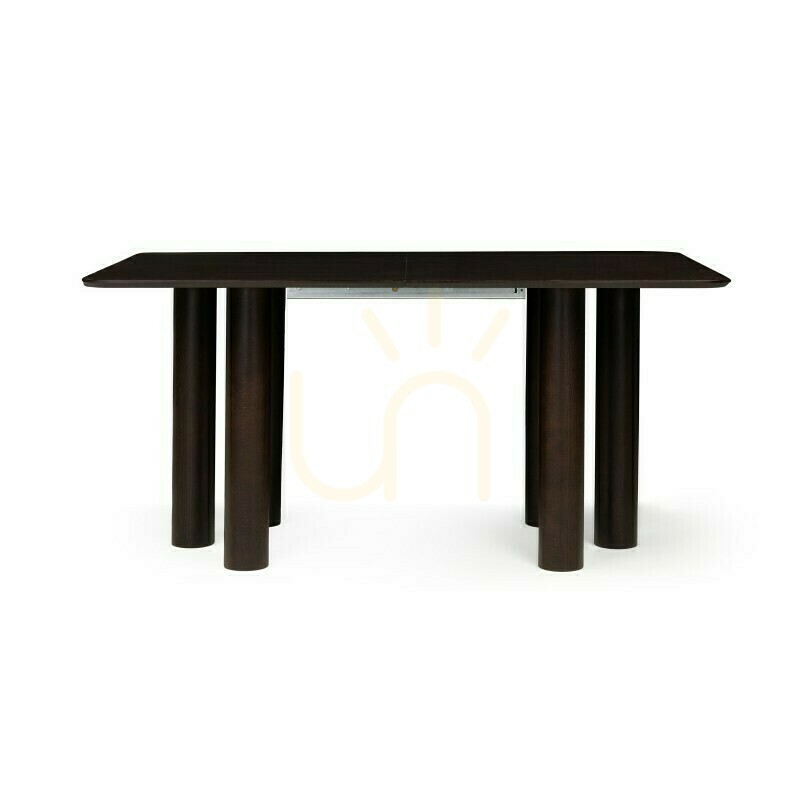 LOALOA Extendable Table 140–200 cm, oak veneer, walnut, beech wood, rounded Nova Nook