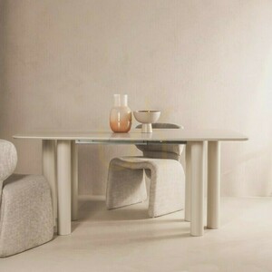 Masa extensibilă LOALOA 140–200 cm, furnir de fag, culoare cașmir, lemn de fag, margini rotunjite, Nova Nook small 1