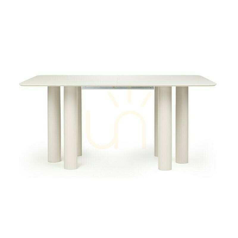 LOALOA Extendable Table 140–200 cm, beech veneer, cashmere color, beech wood, rounded edges, Nova Nook