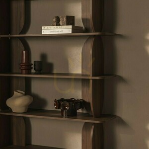 Bibliotecă înaltă LLOK, cu forme rotunjite, nuc Warmian, Nova Nook small 3