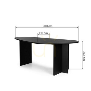 Masă ZEV, înălțime 200 cm, cu blat neregulat, de culoare neagră, cu fibră de lemn vizibilă (Nova Nook) small 2