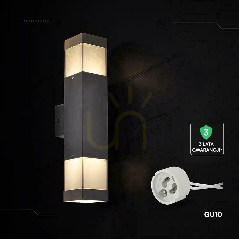 Vedere Corp de iluminat exterior cu montare pe perete V-TAC LED 2xGU10 negru IP44, model VT-10187, garanție de 3 ani Corp de iluminat exterior cu montare pe perete V-TAC LED 2xGU10 negru IP44, model VT-10187, garanție de 3 ani