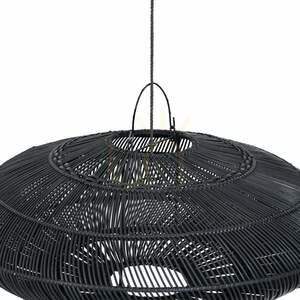 Pendul BAZAR BIZAR Macaron Negru M Metal Ratan Pendant Lamps small 1