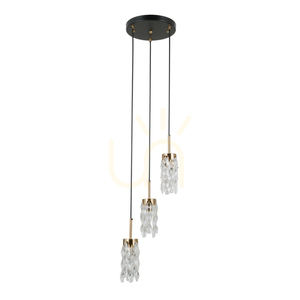 Lampă suspendată Italux Zorta 3 × E14, neagră și aurie, cu sticlă small 2