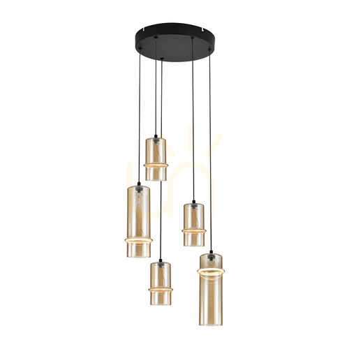 Verifica Lampă suspendată cu LED 20 W, 3000 ks, negru nisipos – sticlă de șampanie ZAMBELIS