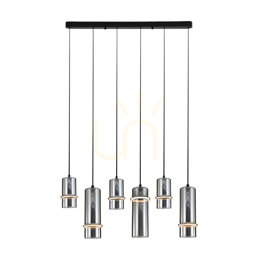 Verifica Lampă suspendată cu bandă LED, 26 W, 3000 K, negru nisipos – sticlă fumurie, ZAMBELIS