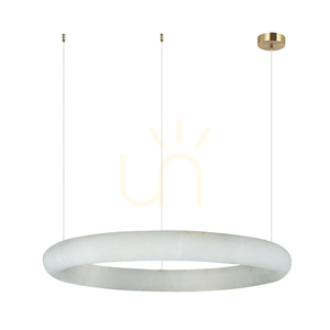 Lampă suspendată rotundă cu LED, 45 W, 3000 K, Triac, alabastru – alamă ZAMBELIS small 1