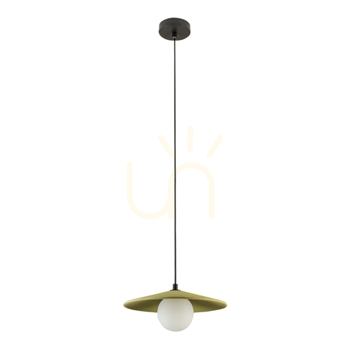 Verifica Lampă suspendată 1xg9 LED MAX 9W Verde măslin, argilă - Negru - Metal - Sticlă opală ZAMBELIS
