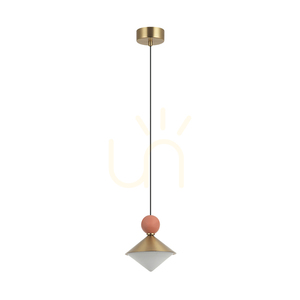 Lampă suspendată cu LED 8 W, 3000 K, din ceramică, metal și sticlă, alamă ZAMBELIS small 1