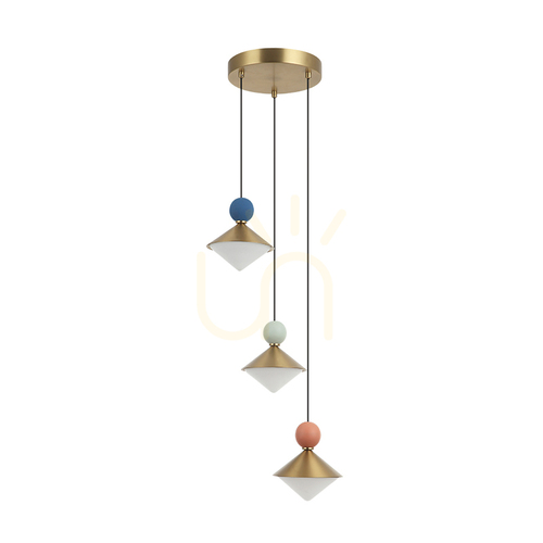 Verifica Lampă suspendată cu LED 20 W, 3000 K, din ceramică, metal și sticlă, alamă ZAMBELIS