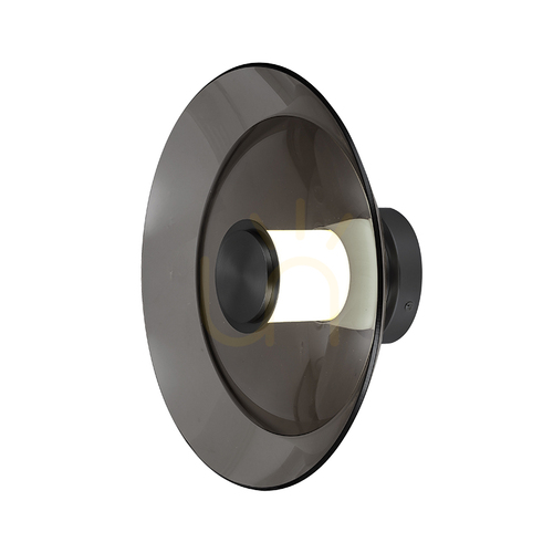Verifica Lampă de perete cu LED 10 W, 3000 K, negru nisipos – sticlă fumurie ZAMBELIS