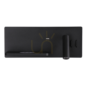Aplică de citit Zambelis 25184, negru mat, LED 3 W + 6 W, 3000 K, USB și încărcare wireless, pentru partea dreaptă a patului small 1