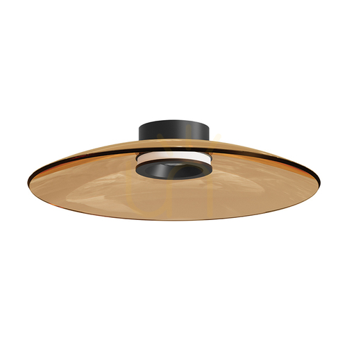 Verifica Lampă LED de tavan 30 W, 2700 K–3000 K, Triac, negru mat – sticlă de culoare maro-gălbuie, ZAMBELIS