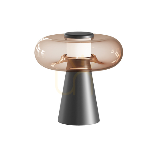 Verifica Lampă LED de masă 18 W, 3000 K, negru mat, reglare tactilă a intensității luminoase – sticlă de culoare tawny, ZAMBELIS