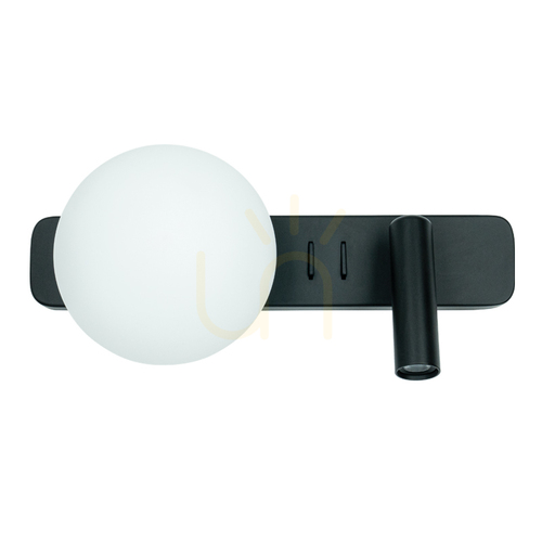 Verifica Lampă de citit cu LED de perete 3 W + 6 W iluminare de fundal, aluminiu negru - acrilic ZAMBELIS