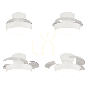 Ventilator de tavan cu lumină LED de 20 W, 3000 K–4000 K–6500 K, metal alb mat – pale din policarbonat transparent, ZAMBELIS small 1