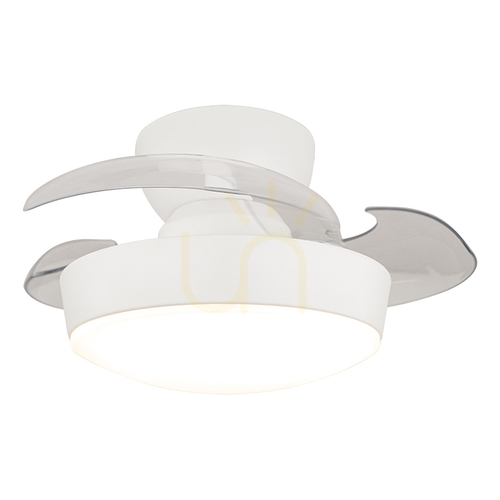 Verifica Ventilator de tavan cu lumină LED de 20 W, 3000 K–4000 K–6500 K, metal alb mat – pale din policarbonat transparent, ZAMBELIS
