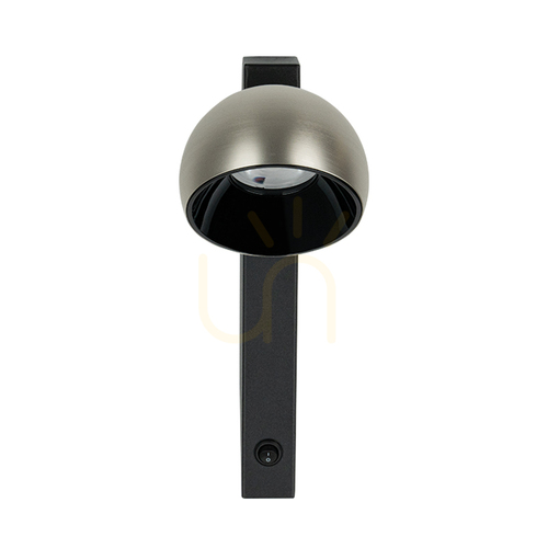 Verifica Lampă de perete cu LED de 13 W, cu soclu negru nisipiu – abajur din nichel periat ZAMBELIS