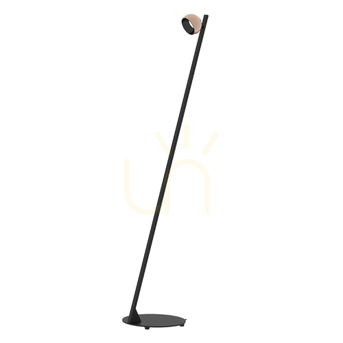 Verifica Lampă de podea cu LED de 7 W, 3000 K, bază neagră cu abajur de culoarea nisipului – abajur de culoarea șampaniei, reglabilă la 359°, ZAMBELIS