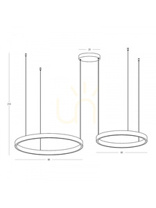 Lampă suspendată cu LED, lumină în sus și în jos, 118 W, 3000 K, aluminiu negru – acrilic ZAMBELIS small 1
