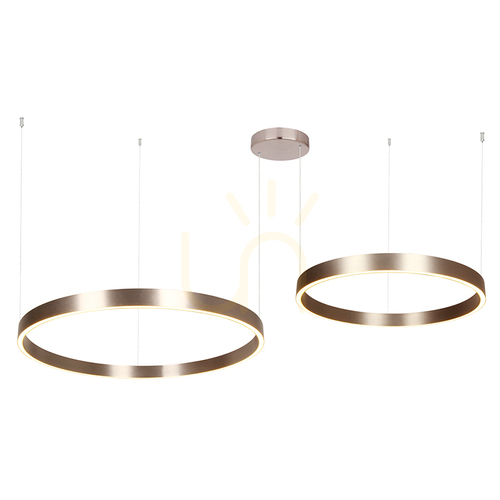 Verifica Lampă suspendată cu LED, orientabilă în sus-jos, 118 W, 3000 K, aluminiu de culoarea cafelei, finisaj periat și galvanizat – acrilic ZAMBELIS
