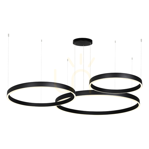 Verifica Lampă suspendată cu LED, orientabilă în sus-jos, 174 W, 3000 K, aluminiu negru – acrilic ZAMBELIS