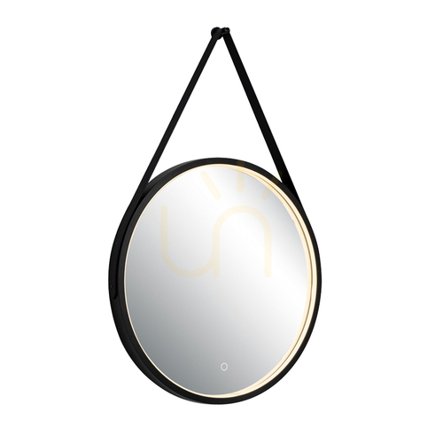 Verifica Oglindă cu iluminare LED de 15 W, 3000 K–4000 K, rotundă, cu comutator tactil de reglare a intensității luminoase, negru mat, IP44, ZAMBELIS