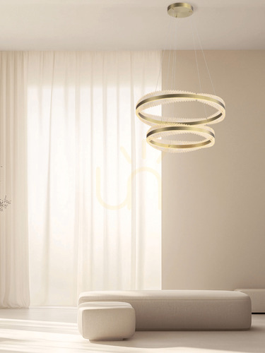 Verifica Lampă suspendată LED Zambelis 25413, două inele 80 și 60 cm, auriu periat