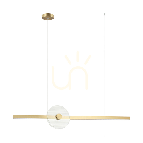 Verifica Lustră suspendată LED Zambelis 25426, auriu, sticlă transparentă, 120,7 cm, 20 W, 1390 lm, 3000 K, dimabilă TRIAC