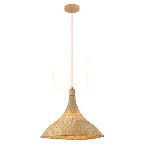 Verifica 1 lampă suspendată cu soclu E27, max.. 40 W, din ratan natural – maro-bej, metal, ZAMBELIS