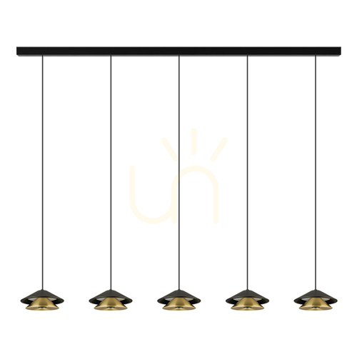 Verifica Lampă suspendată Line Light 105 cm LED 45W 3000K negru nisipos cu auriu periat ZAMBELIS 25452