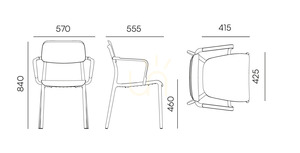FRIK658 Scaun de grădină Rimo cu cotiere – Culoare taupe pământie FERNE small 1