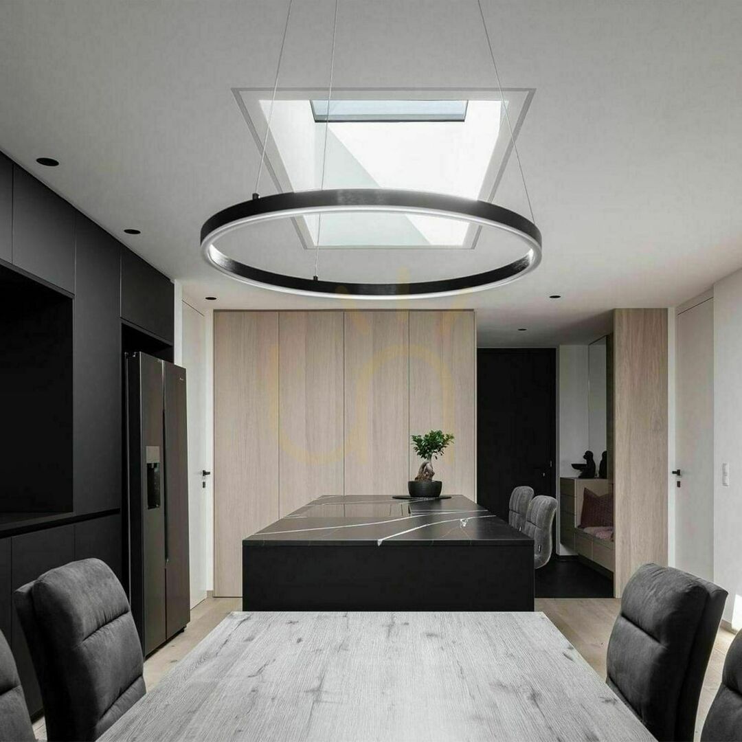 Spectacol Lampă suspendată LED s.luce Ring alb Ø 60 cm, dimabilă, metal, modernă Lampă suspendată LED s.luce Ring alb Ø 60 cm, dimabilă, metal, modernă