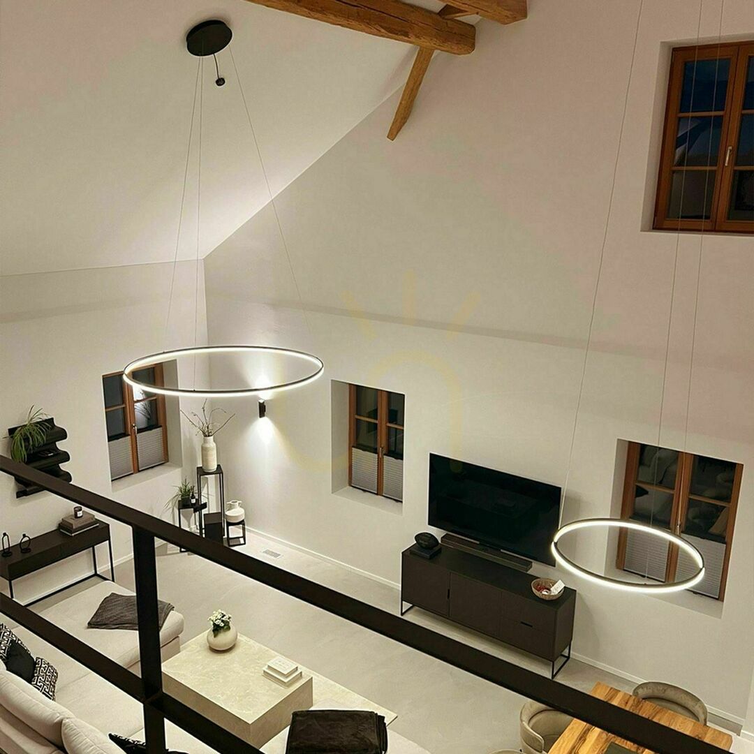 Verifica Lampă suspendată LED s.luce Ring alb Ø 60 cm, dimabilă, metal, modernă Lampă suspendată LED s.luce Ring alb Ø 60 cm, dimabilă, metal, modernă