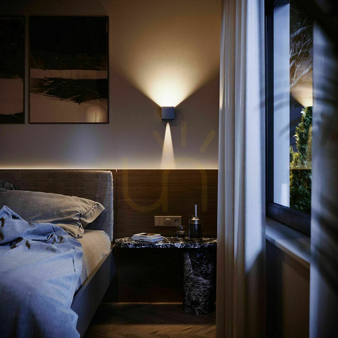 previzualizare Aplica perete LED s.luce Ixa crom IP44 2x3W 3000K pătrat metal Aplica perete LED s.luce Ixa crom IP44 2x3W 3000K pătrat metal