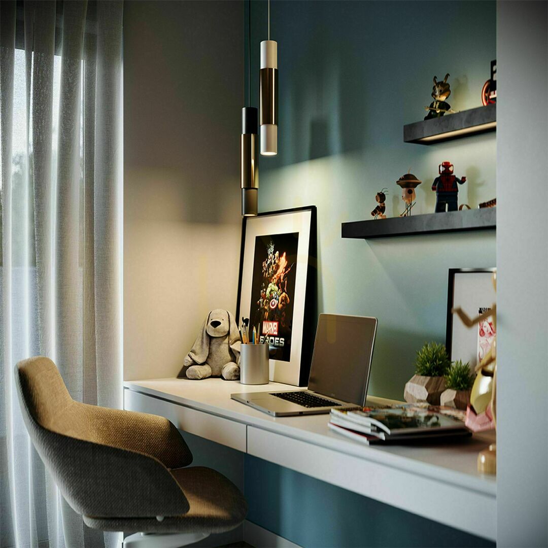 Afişa Lampă suspendată s.luce Crutch neagră metal GU10, 1 bec, modernă Lampă suspendată s.luce Crutch neagră metal GU10, 1 bec, modernă