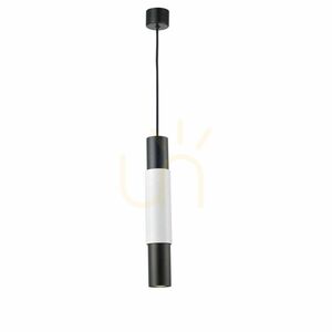 Lampă suspendată s.luce Crutch neagră cu cilindru cromat, metal, GU10, 1 bec small 11