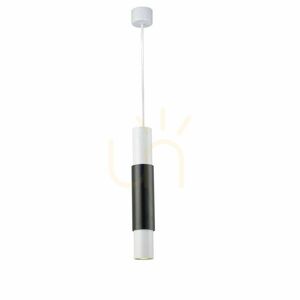 Lampă suspendată s.luce Crutch neagră cu cilindru cromat, metal, GU10, 1 bec small 12