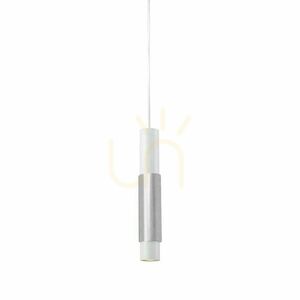 Lampă suspendată s.luce Crutch GU10 albă, cilindru decorativ din aluminiu periat small 15
